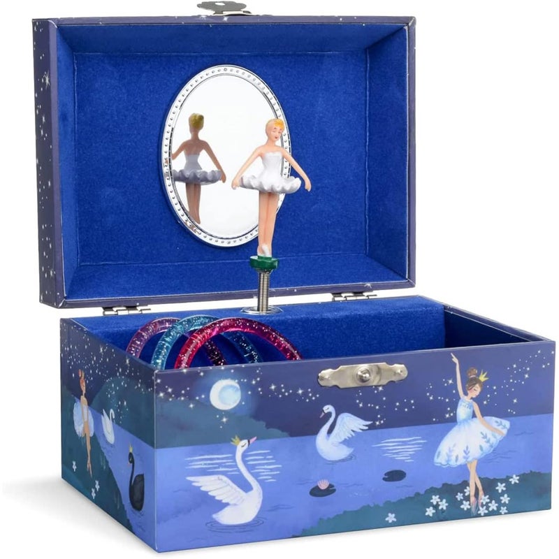 Jewelkeeper Girl's Musical Jewelry Storage Box with Spinning Ballerina, Glitter Design, Swan Lake Tune - Image 1